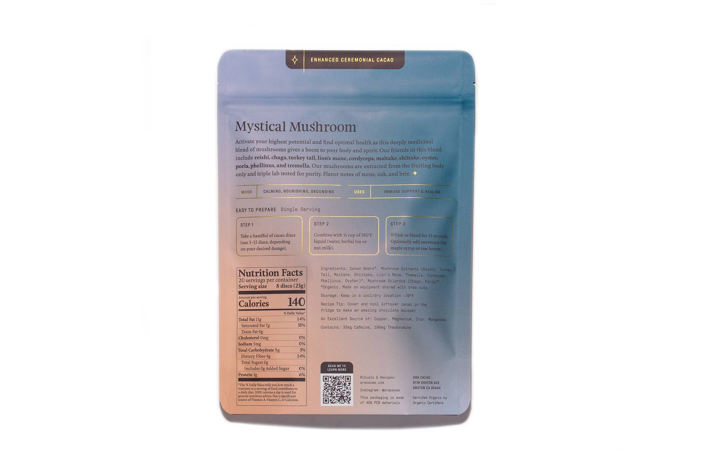 Mystical Mushroom Cacao - Økologisk seremoniell kakao 226 gram